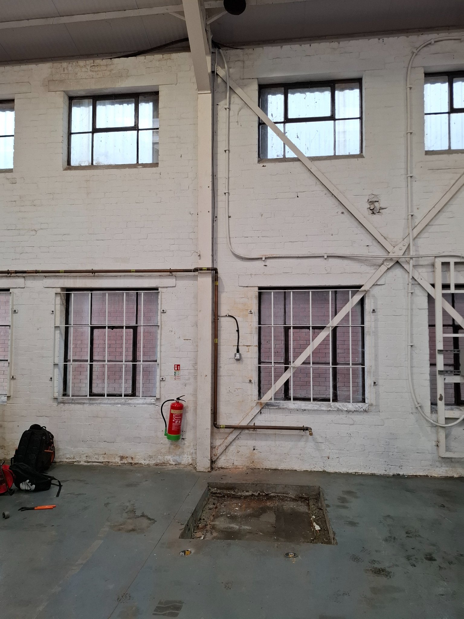 Warehouse interior in Reading during the heater replacement work